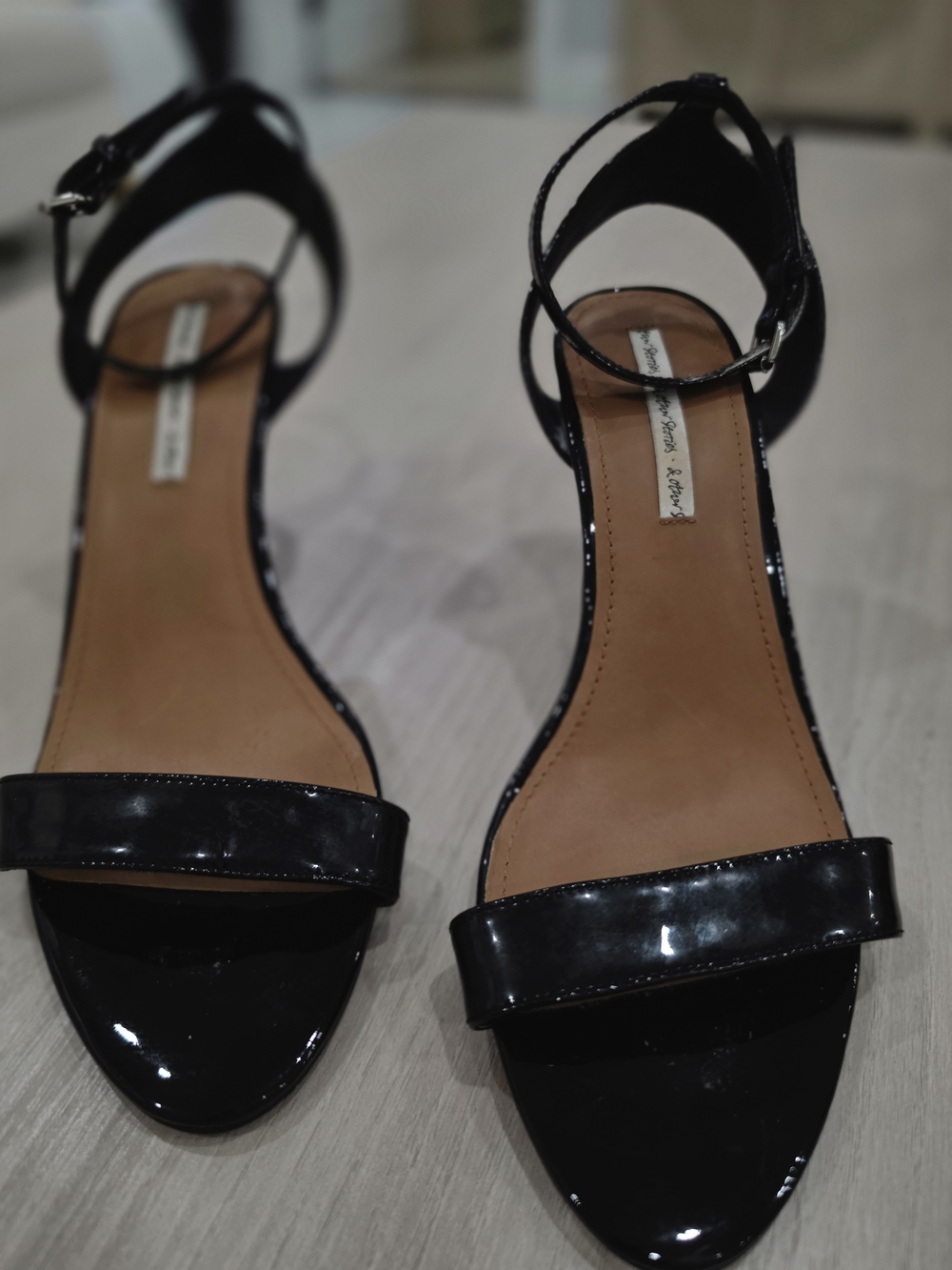 & Other Stories Black Patent Ankle Strap Heeled Sandals EU 41 US 10.5